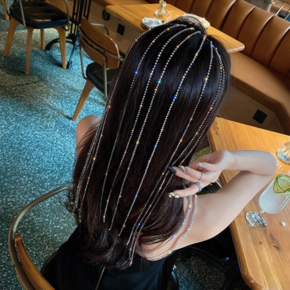 Cubic Zirconia Tassel Festival Headband Accessory - Picture 3 of 6